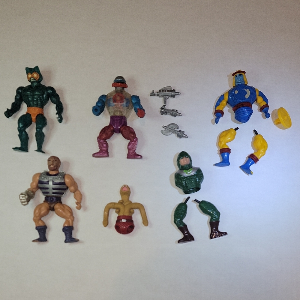 He-Man MOTU Figurines Lot: Mer-Man, Roboto, Sy-Klone, King Hiss, Fisto